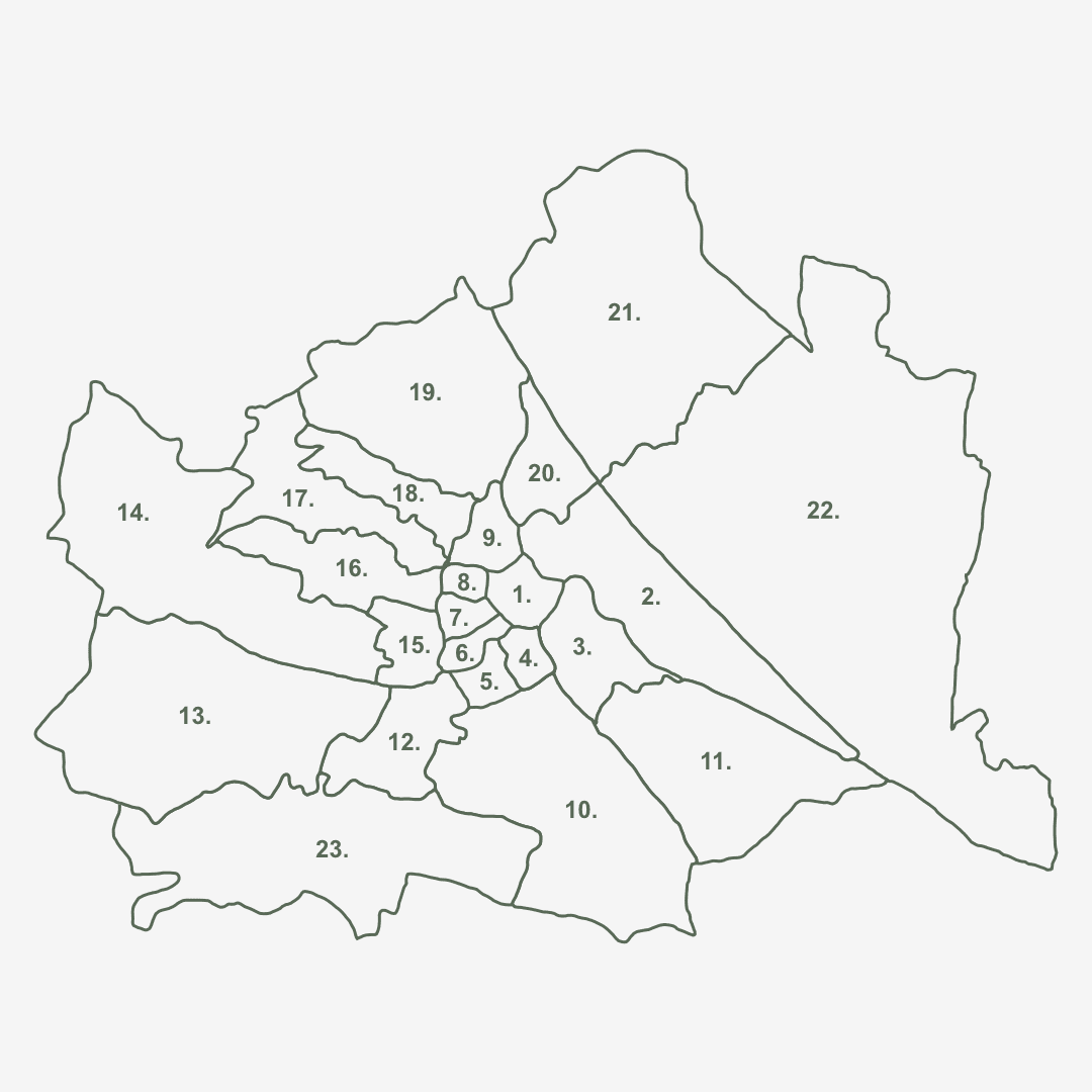 Karte von Wien mit den Bezirken